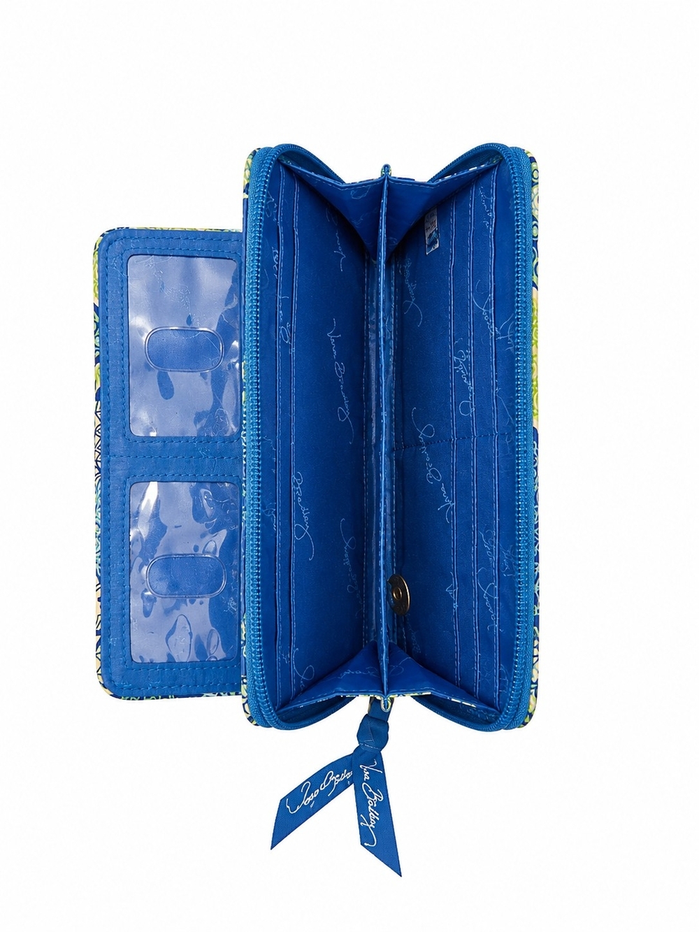 Vera Bradley Doodle Daisy Turn Lock Wallet Retired Floral Blue Green Quilted - Picture 4 of 10